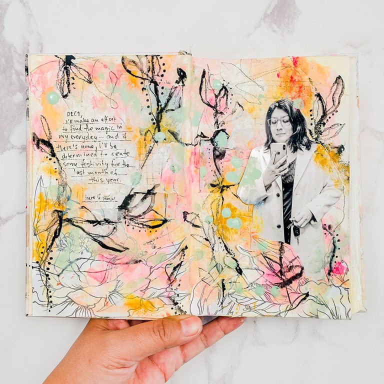 Felicitas Mayer explores creative freedom, calms her mind and grounds herself with art journaling