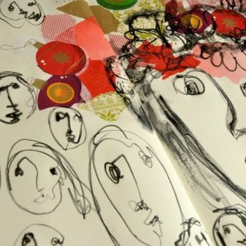 Creating self portraits through blind drawing